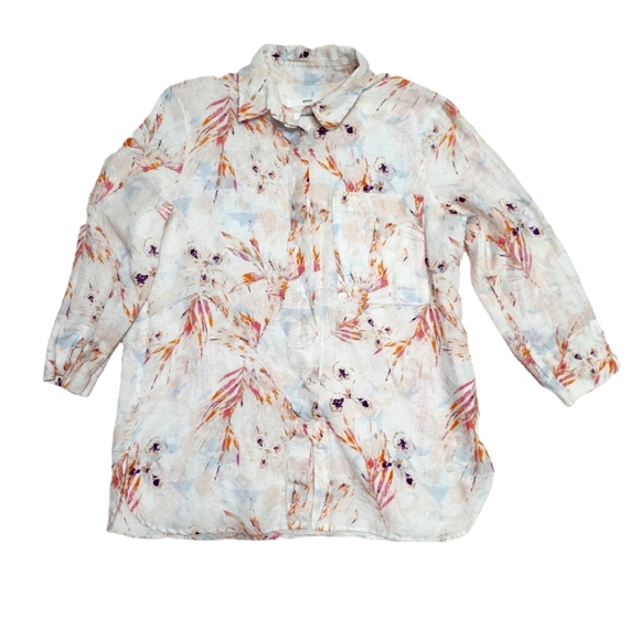 Brax Feel Good Vicki Floral Linen Polo 3/4 Sleeve Shirt - Picture 5 of 11